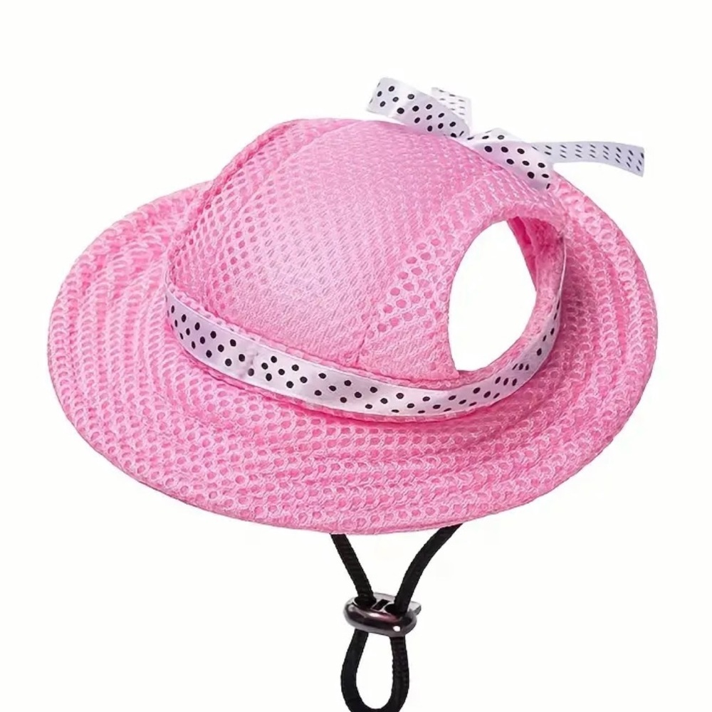 Breathable Adjustable Dog Sun Hat with Ear Holes - Chic Polyester Visor .